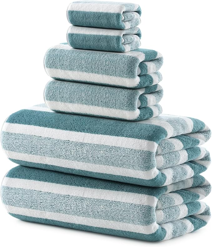 REDKISS 6-Piece Microfiber Bath Towel Set, Ultra Soft, Highly Absorbent & Quick Dry, 35x70 Inch Oversized, Green Towels for Bathroom, Spa, Gym, 2 Bath 2 Hand 2 Washcloths by REDKISSOnline