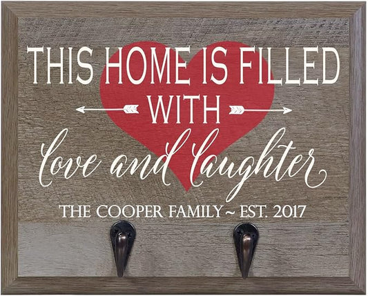 Rooms Organized Personalized Re-Engineered Family Name Barn Wood Decor Wall Mounted Coat Hat and Dog Leash Rack Storage with 2 Metal Hooks 10" w x 8" h 4.25" deep by LifeSongMilestones