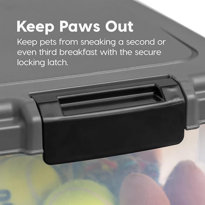 IRIS USA 30 lbs & 11 lbs Combo Airtight Dog Food Storage Container, Stackable Treat Box, 2-Cup Scoop, Wheels, Keep Fresh, Easy Mobility, Dark Gray - Image 5