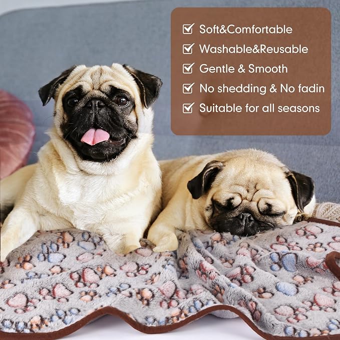 Chumia 1 Pcs Dog Blankets Soft Fluffy Fleece Washable Puppy Sleep Blankets Small Mat for Pets Throw Warm Bed Mat for Dog Puppy Cat (Black,Paw) - Image 5