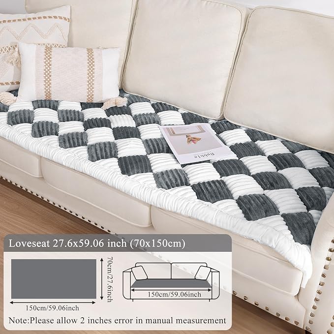 Vaukki Couch Cover for Dogs Washable, Non Slip Dog Sofa Pad Topper, Fuzzy Pet Sofa Cover for 2 Cushion Couch Pet Friendly, Furniture Protector Dog Bed Mat for Large Dogs (27.6''x59.06'', Grey) - Image 7