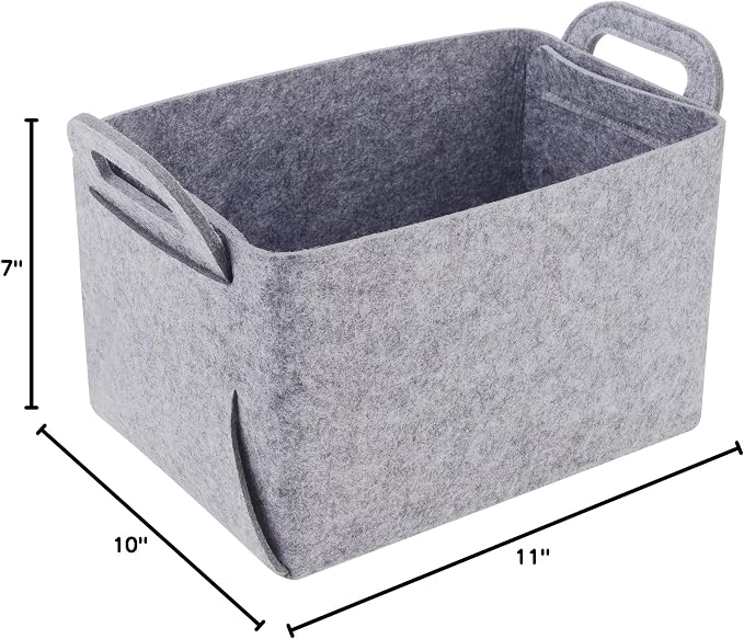 Minoisome Storage Basket Felt Storage Bin Collapsible& Convenient Box Organizer with Carry Handles for Office Bedroom Closet Babies Nursery Toys Laundry (Light grey, 15.7inch（L）×11inch（W）×10inch（H）) - Image 9