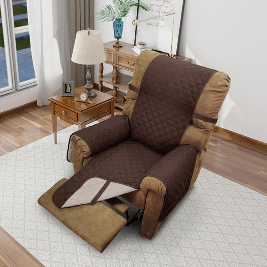 Reversible Chair Covers for Recliner Oversized, Chocolate | Recliner Oversized Covers for Living Room with Elastic Straps, Water Repellent, Chair Protectors Covers for Dogs by LuxshareHome