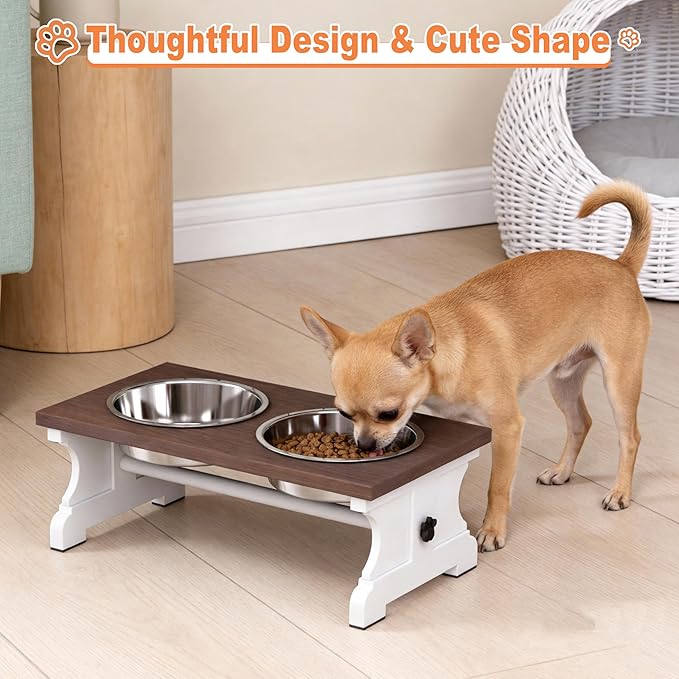 Piskyet Elevated Dog Bowls, Dog Bowls Stand, Raised Dogs Bowl's with 2 Stainless Steel Wooden Dogs Bowl,3.5Cups6''H_30 oz Bowl-Farmhouse Style - Image 3