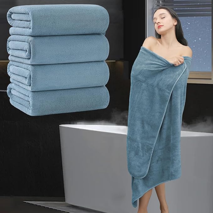 Extra Large Bath Sheet 4 Piece (35"x70")-Ultra Soft Oversized Bath Towel,Bath Sheet Set for Bathroom Hotel,Highly Absorbent Quick Dry Shower Towel Set for Adults,Bathroom Towel-Turquoise by MAGGEA