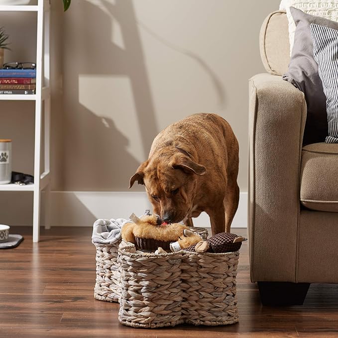 Bone Dry Pet Storage Collection, Bone Shape Hyacinth Toy Basket, White Wash, Large - 24x15x9" - Image 4