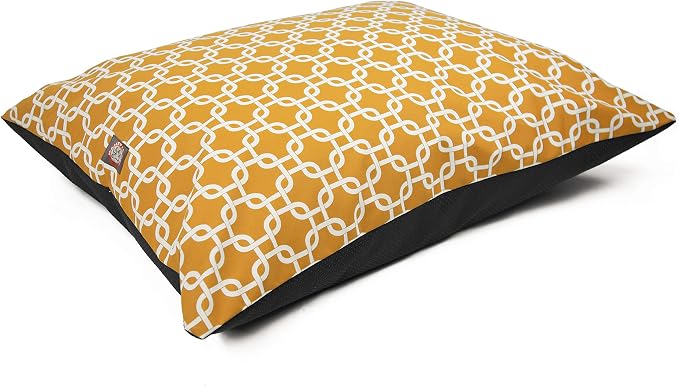 Majestic Pet Rectangle Large Dog Bed Washable – Non Slip Comfy Pet Bed – Dog Crate Bed Super Value Pillow Dog Bed – Dog Kennel Bed for Sleeping - Dog Bed Large Breed 46 x 35 Inch – Links Yellow by MajesticPet