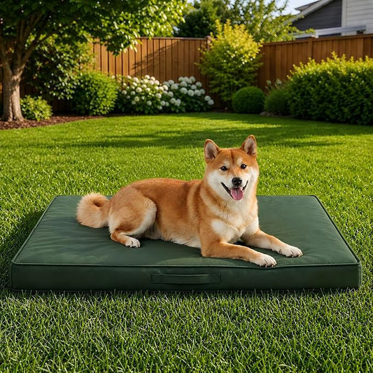 Outdoor Dog Bed Large Sized Dog, Waterproof Dog Bed Large, 36x27x3 Inch, Orthopedic Dog Bed with Removable Washable Cover, Rectangle Egg Crate Foam Pet Bed for Camping, Outside, Dark Green by Aeroluxe