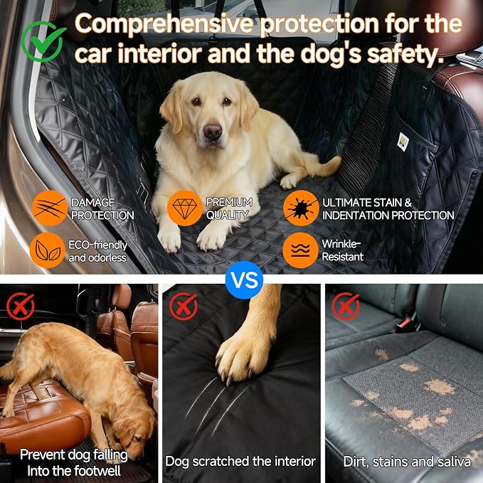 PETTALK Deluxe 2 Sided Dog Car Cover for Back Seat,Waterproof Protector | 2 Sided for Double Comfort 4 Seasons,Durable Heavy Duty,Anti Scratch,Non-Slip,Odorless,Cars SUVs Truck,Dog Seat Belt Included - Image 5