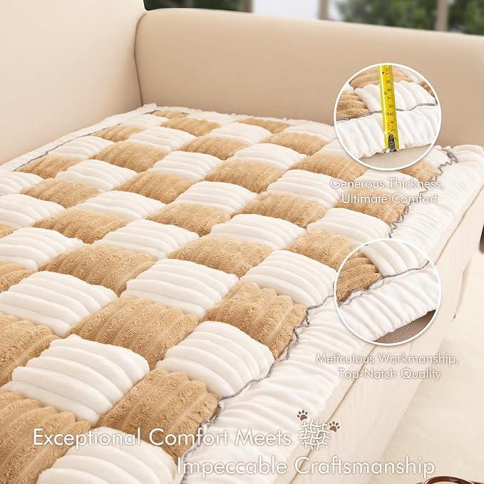 Couch Cover for Sofa, Sectional Couch Cover for Dogs, Sofa Cover Washable, Cushion Cover Blanket Pad Bed Mat for Pets, Fleece Furniture Protector, Camel, 27.6x70.9in - Image 5