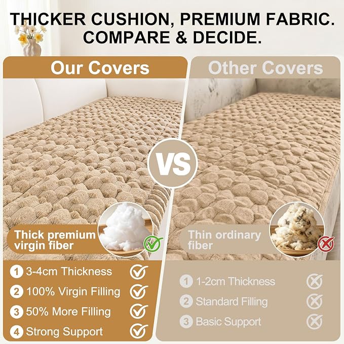 Smiry Non Slip Couch Covers for Dogs, Scratch Resistant Pet Sofa Protector | Machine Washable Soft Fuzzy Thick Furniture Cover for Sofa Loveseat Sectional Large Dogs, Camel, 27.6" x 47" - Image 4