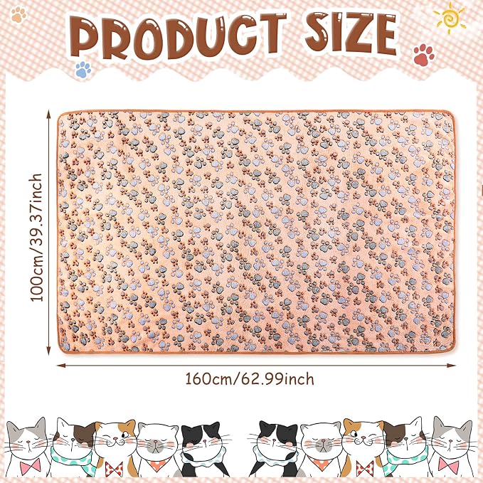 Tatuo 4 Pack Fleece Dog Blankets for Puppy Cats Multi-Size Sleep Mat for Pet Guinea Pig Soft Washable Warm Crate Bed Puppy Teething Toys Print Pattern Blanket Indoor(Mixed Color,40 x 63 Inch,Paw) - Image 2