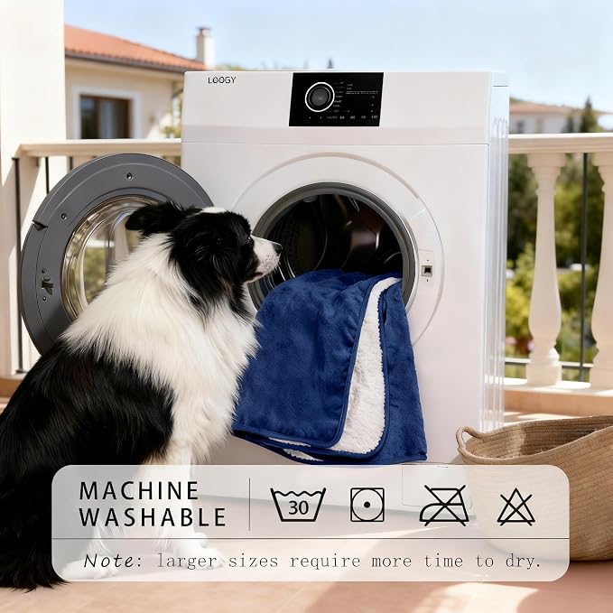 Smiry Waterproof Dog Bed Blanket, Leakproof Pet Throw Blanket for Bed Couch Sofa, Reversible Sherpa Fleece Furniture Protector Cover for Small Medium Large Dogs Cats (Navy Blue, 60x80 inches) - Image 5