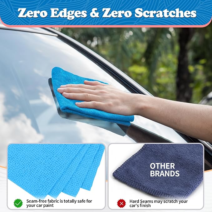 FIXSMITH Shop Towels, Microfiber Cleaning Cloth Bulk, 200 Pack Microfiber Towels for Cars, All-Purpose Absorbent Cleaning Rags, Dust Cloth for Automotive, Mechanic, Garage, Bar, 11.5 x 11.5 inch - Image 4