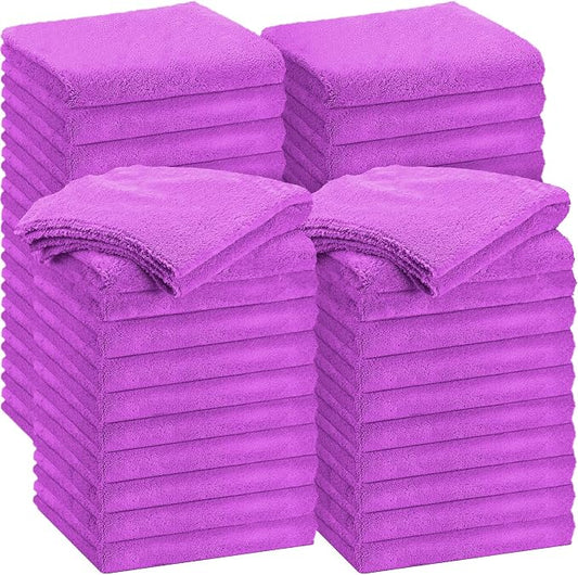Shimeyao 30 Pcs 16 x 16 Inch Edgeless Microfiber Plush Towels for Cars Detailing Drying Wash Polishing Absorbent Cleaning Cloths, 500 GSM (Purple) by Shimeyao
