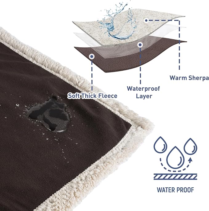Catalonia Waterproof Blanket for Bed, Reversible Leakproof Throw | 80 x90 Inch, Brown, Washable Protector Cover for Couch and Sofa, Stain Proof Blanket for Pets, Kids and Everyday Spills - Image 2