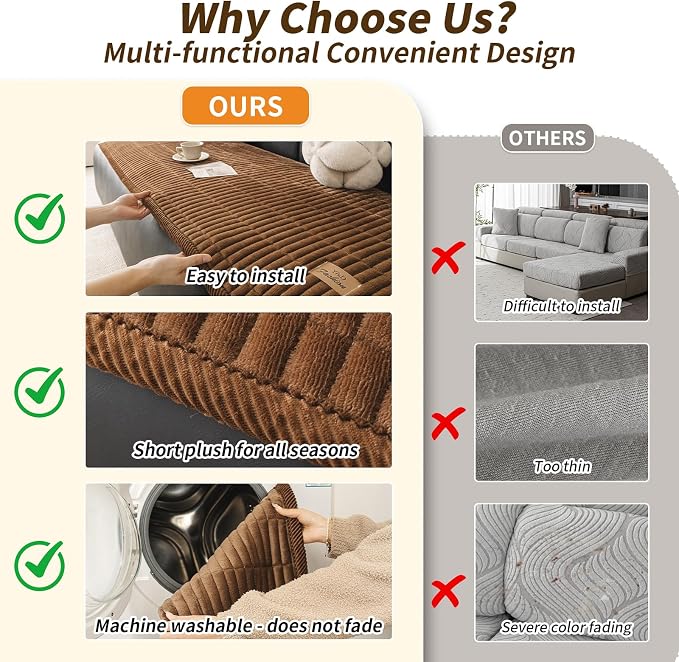Couch Covers for Dogs, Velvet Dog Couch Cover, Pet Couchs Covers for 3-4 Seater, Couchs Protector for Dogs, Sofa Cover for Pets Washable(1PC, Dark Brown, 27.6"×94.5", 3-4 Seater) - Image 3