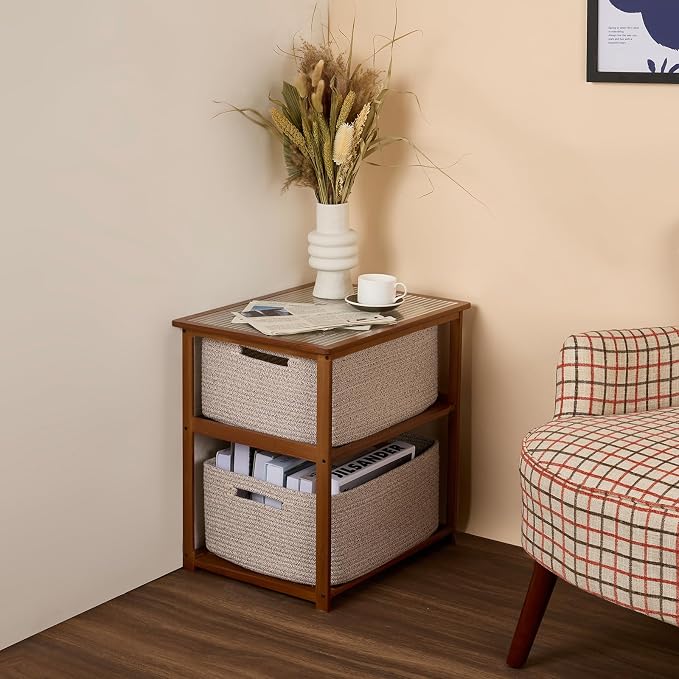 MiniArk Large Storage Baskets for Shelves, 17 x 13 x 7.5” Closet Organizers Bins for Clothes Blanket Towels, Baby Nursery, Toy Baskets Box, Woven Rope Baskets, 2 Packs Mixed Brown - Image 8