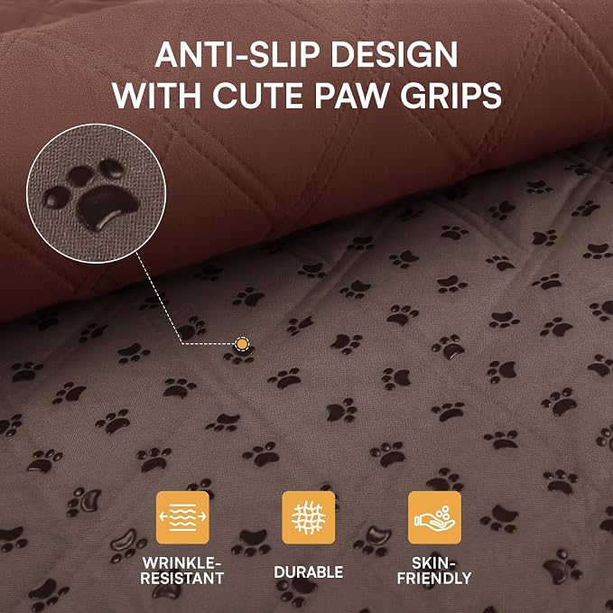Luciphia Waterproof Couch Cover for Dogs, Non-Slip Pet Sofa Protector | Non-slip waterproof couch cover scratch-resistant machine washable protects sofa bed from spills fur, Coffee Brown, 52" x 82" - Image 3