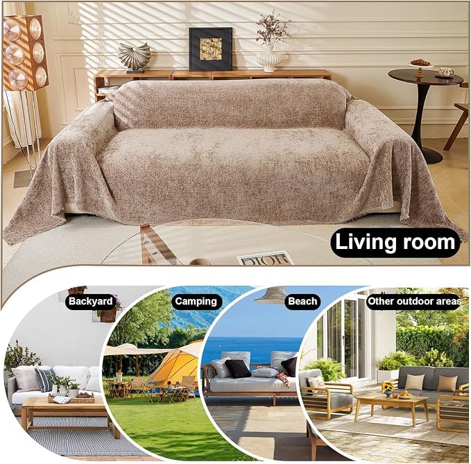 ROOMLIFE Boho Couch Covers for Sofa Washable for 2 Cushion Couch, Chenille Furniture Protector Sofa Couch Cover for Dogs, Soft Breathable Sofa Slipcover, Couch Throw Blankets with Tassels 71''X118'' - Image 7