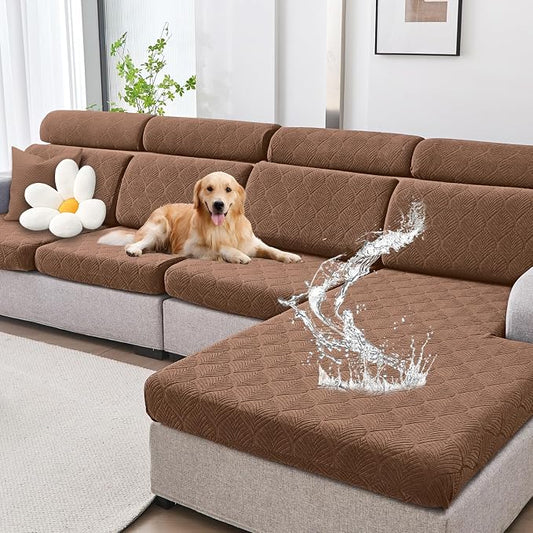 Genina Waterproof Couch Cushion Covers for Pets Washable Sofa Seat Covers | Non Slip,Stretch Jacquard Fabric,Pet Hair & Scratch Protection,Easy Installation,Furniture Protector,Sofa Cover by Genina