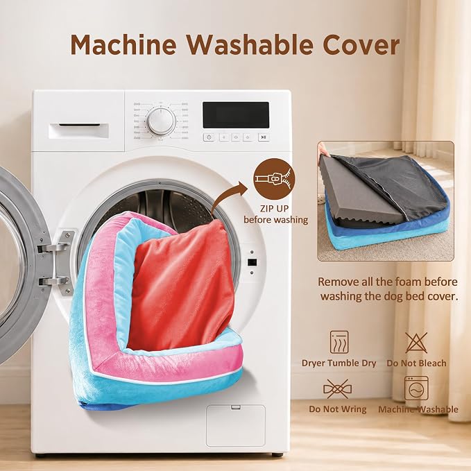 Comfort Expression Orthopedic Dog Bed for Extra Large Dogs with Bolster | Waterproof Dog Couch Bed with Washable Cover & Non-Slip Bottom, Supportive Egg Crate Foam XL Pet Bed, 45x35 Inch - Image 5