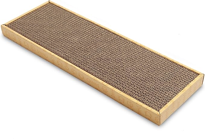 Furhaven Scratching Board w/ Catnip for Indoor Cats, Reversible - Classic Corrugated Cat Scratcher Pad - Yellow, Small by FurHaven