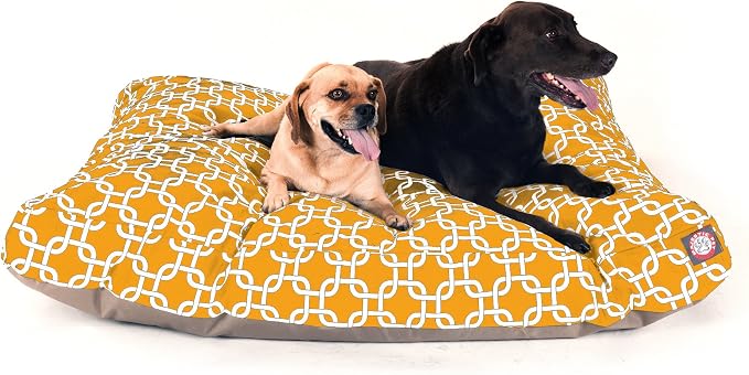 Yellow Links Extra Large Rectangle Indoor Outdoor Pet Dog Bed With Removable Washable Cover By Majestic Pet Products by MajesticPet