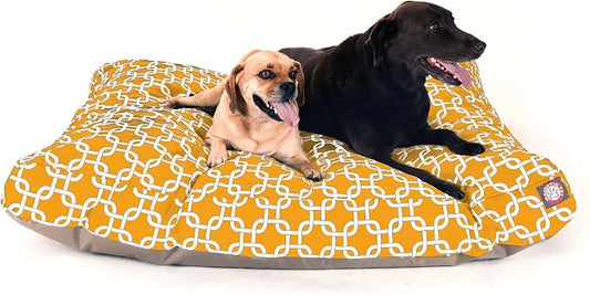 Yellow Links Extra Large Rectangle Indoor Outdoor Pet Dog Bed With Removable Washable Cover By Majestic Pet Products by MajesticPet