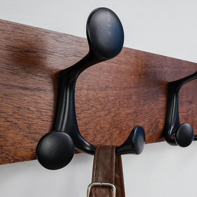 SKOLOO 36-Inch Wood Coat Rack Wall Mount with 6 Triple Hooks - Ideal for Family Entrances, Classrooms, and Pet Supplies Storage - Perfect Coat Hooks for Wall,Mahogany (Sapele) - Image 5