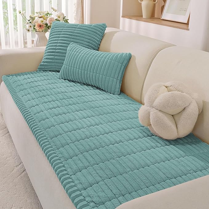 Couch Cover for Dogs,Washable Non-Slip Pet Friendly Sofa Protector | Thick Flannel Sofa Cover,Nonslip, Washable,Anti-Pilling,Pet Friendly,for Dogs & Cats,Cozy Protect Against Fur,27.6" x 82.7" by YSTELLAA