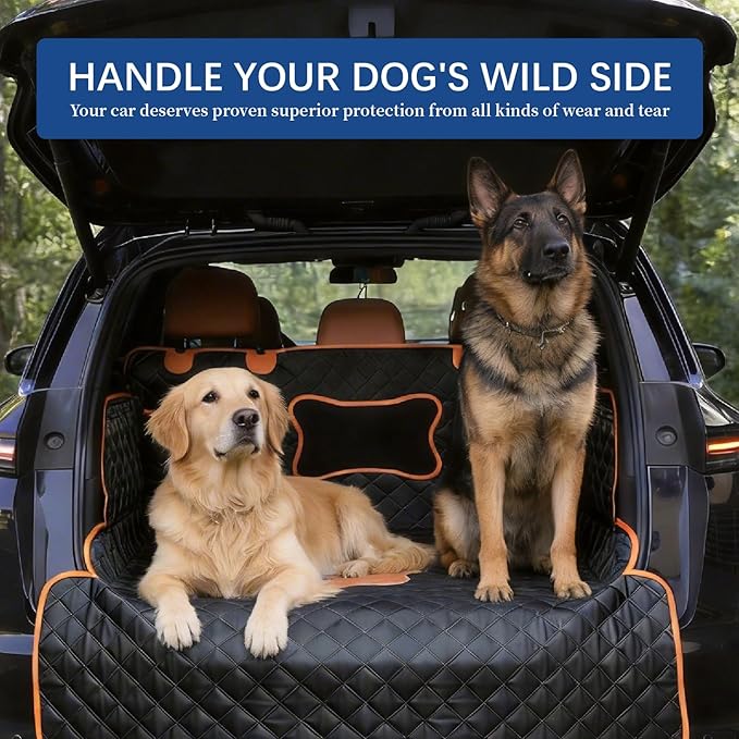 SUV Cargo Liner for Dogs,Waterproof Dog Trunk Cover for Full-Size SUVs | Waterproof PU Leather | Fits Full-Size SUVs | 19.69" Side Flaps | 19.69" Bumper Flap - Image 8