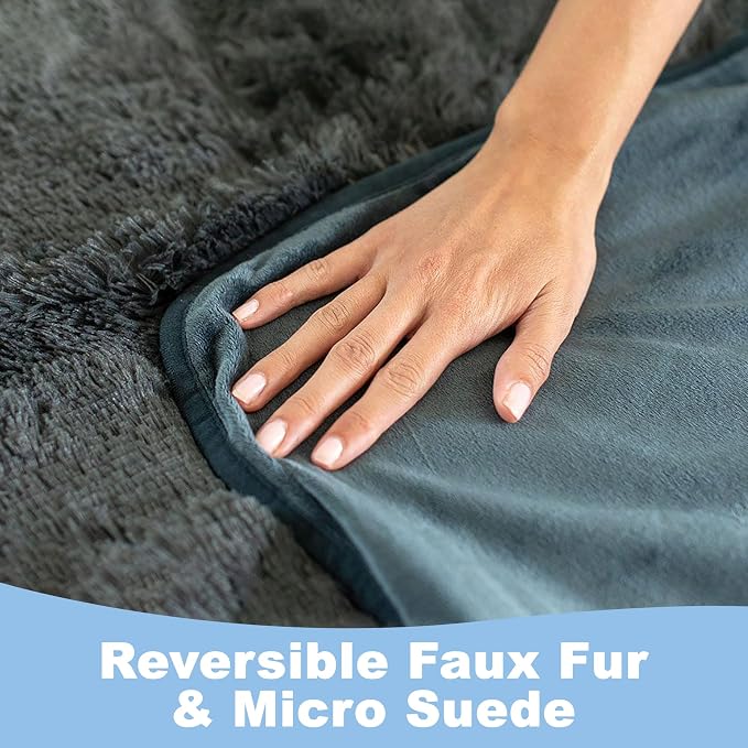 PawProof Fuzzy Pet Throw Blanket - Waterproof Blanket for Dogs & Cats - Faux Fur & Ultra-Soft Microsuede - Grey L Size (48"x76") - Image 5