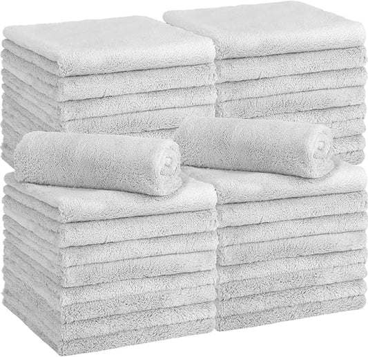 Shimeyao 30 Pcs 16 x 16 Inch Edgeless Microfiber Plush Towels for Cars Detailing Drying Wash Polishing Absorbent Cleaning Cloths, 500 GSM (Light Gray) by Shimeyao