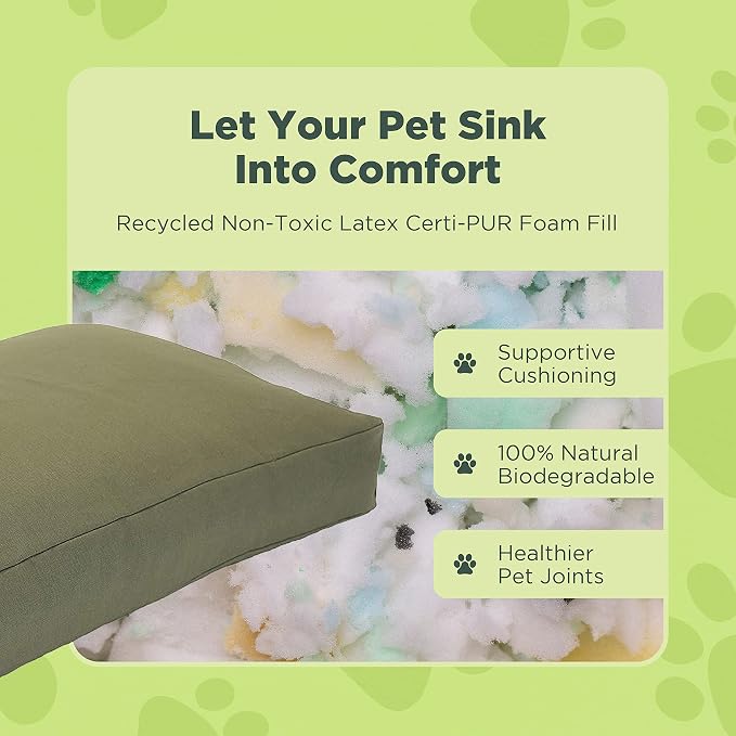 Large - 42 x 28 x 5 - Cactus Premium Organic Hemp Dog Bed - CertiPUR Fill - Removeable Cover - Image 5