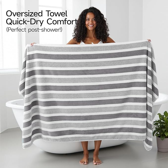 REDKISS 6-Piece Microfiber Bath Towel Set, Ultra Soft, Highly Absorbent & Quick Dry, 35x70 Inch Oversized, Gray Towels for Bathroom, Spa, Gym, 2 Bath 2 Hand 2 Washcloths - Image 6