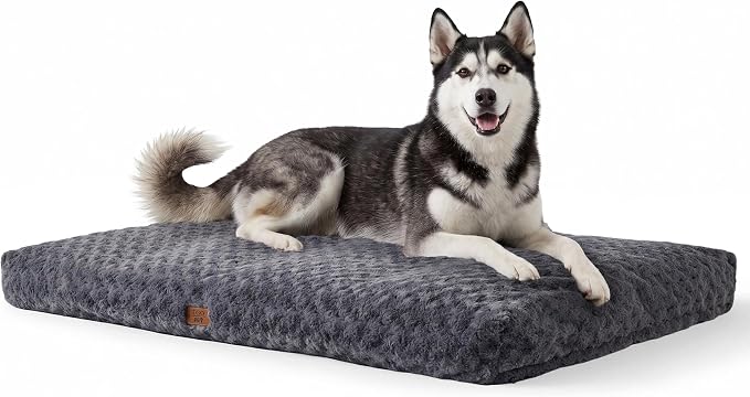 EGOHOME Dog Bed for Large Dogs, Shredded Memory Foam, Washable, Non-Slip | Balanced Support Foam, CertiPUR-US, Removable Washable Cover, Rose Velvet, Dog Crate Bed & Kennel Pad, 41 x 27 Inch, Gray by Unknown