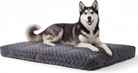 EGOHOME Dog Bed for Large Dogs, Shredded Memory Foam, Washable, Non-Slip | Balanced Support Foam, CertiPUR-US, Removable Washable Cover, Rose Velvet, Dog Crate Bed & Kennel Pad, 41 x 27 Inch, Gray by Unknown