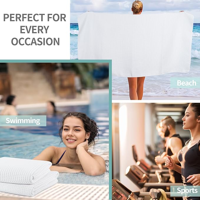 Microfiber Waffle Bath Towels, 4 Pieces, Soft, Absorbent, Fast Drying, Lint Free 430 GSM (27''x55''/68.58 cm x139.7 cm) - Image 7