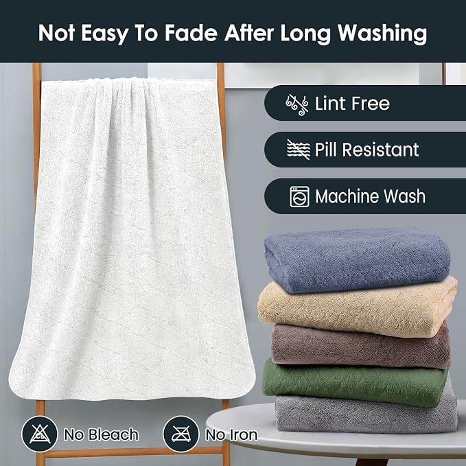 JML Microfiber Bath Towels Set of 2, 30 in x 60 in, White | Hanging Loop, Super Soft, Absorbent, Lint Free, Fade Resistant, Lightweight, Quick Dry, Use for SPA , Sauna, Salon Hair Wrap - Image 7