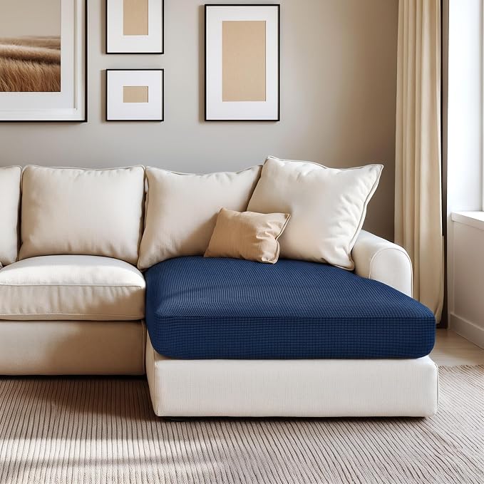 Hokway Stretch Chaise Cover Individual Couch Cushion Slipcovers Reversible Cushion Protector Slipcovers Sofa Cushion Protector Covers (Chaise Cover, Darkblue) - Image 8