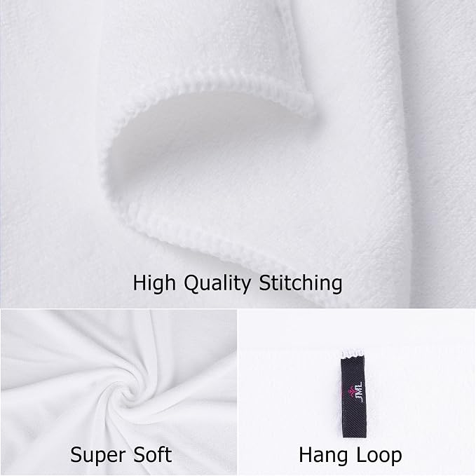 JML Microfiber Bath Towels Set, 6 Pack, 27" x 55", White | Hanging Loop, Absorbent, Soft, Fast Drying, Lint free, Fade Resistant, Multipurpose for Adult, Beach, Pool, Sport, Yoga - Image 7