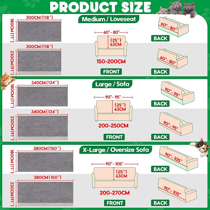 Cat Scratch Furniture Protector - Anti-Slip, Waterproof Sofa Cover to Keep Cats Off, Pet-Friendly Couch Protectors for 3 Cushion Couch, Anti-Scratch Couch Cover for Pets and Kids 118"X91"Dark Gray - Image 6