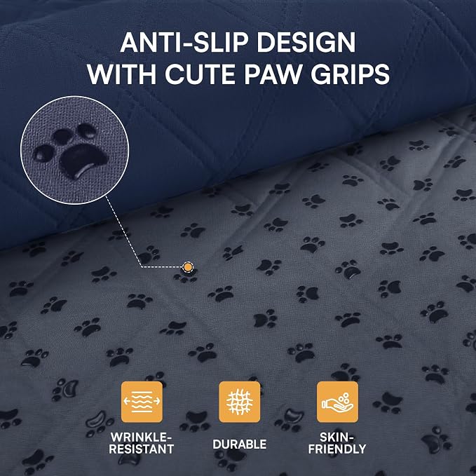 Luciphia Waterproof Couch Cover for Dogs, Non-Slip Pet Sofa Protector | Non-slip waterproof couch cover scratch-resistant machine washable protects sofa bed from spills fur, Navy Blue, 68" x 82" - Image 3