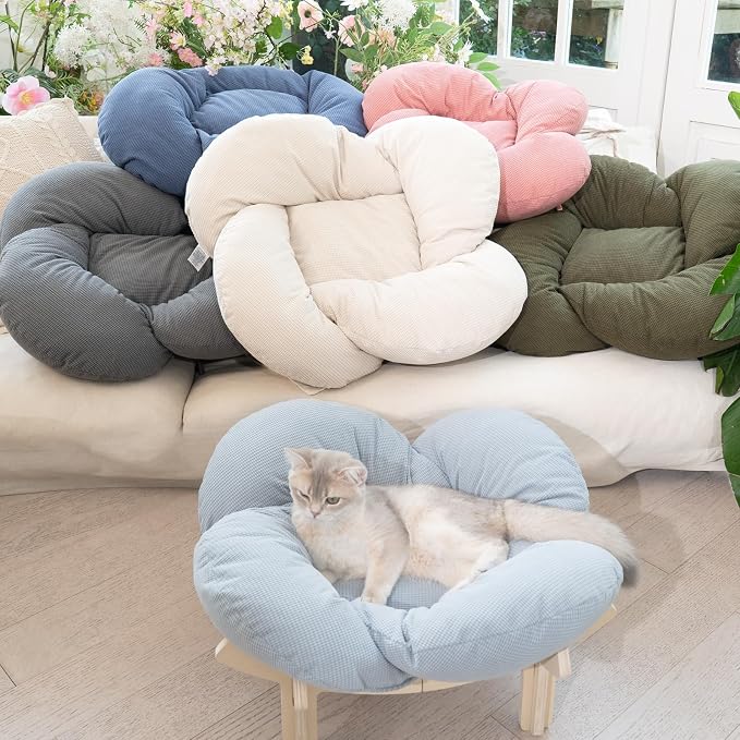 CHEERHOME PETS Elevated Cat Bed Wooden with Cushion Fluffy Pet Couch Sofa for Indoor Cats Raised Kitty Lounge Chair Suitable for Puppy, Cat Furniture(Green) - Image 9
