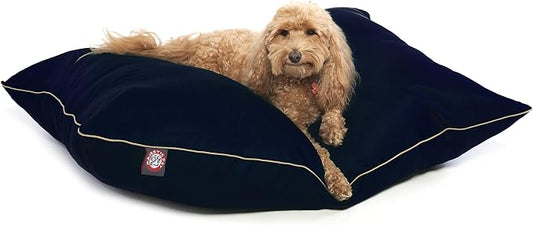 Majestic Pet Rectangle Medium Dog Bed Washable – Non Slip Comfy Pet Bed – Super Value Crate Pet Pillow – Puppy Kennel for Sleeping - Medium Breed 35 x 28 Inch – Solid Blue by MajesticPet