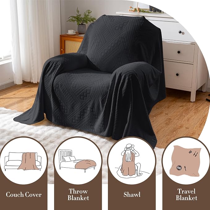 Waterproof Recliner Cover, Anti-Slip Reclining Sofa Covers, Washable Durable Breathable Couch Covers with Reversible Design, Pet Furniture Protector for Dogs Cats 71x91in/Black - Image 7