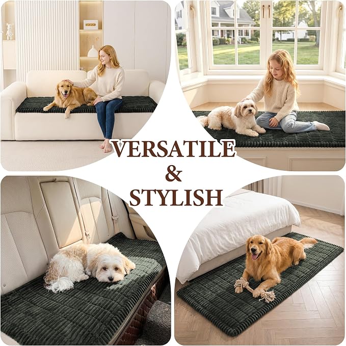 MEETSKY Sofa Covers for 3 Cushion Couch Pet Friendly, Non Slip Couch Cover for Dogs Washable, Soft Sofa Covers Simply Put Sofa Slipcovers, Dog Mat for Couches, Moss Green, 27.6" x 82.7" - Image 5