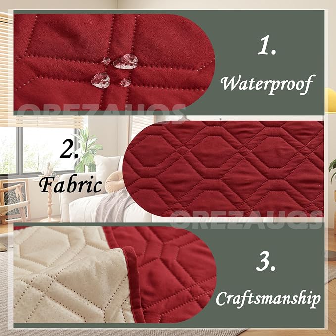 Waterproof Blanket Dog Bed Cover Non Slip Large Sofa Cover Dog Blanket for Couch Protection Pet Blanket for Furniture Bed Couch Sofa Reversible (Red,100 * 127cm) - Image 4