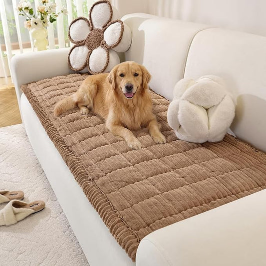 OstepDecor Couch Cover for Dogs, Washable Non Slip Sofa Cover for Pets, Soft Couch Covers for Sofa, Loveseat and Sectional, Furniture Protector Against Pet Hair & Scratches (27.6" x 59", Brown) by OstepDecor